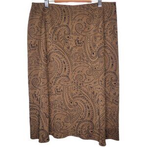 Harold's A-Line Brown Paisley Skirt, Size 12